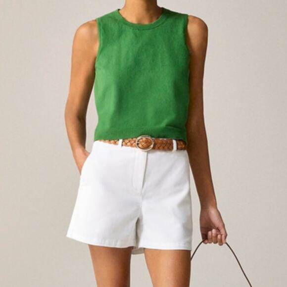 J.Crew Heritage 4" Chino Short WMNS 2 White High Rise Stretchy Zip Fly Pockets - Picture 1 of 9